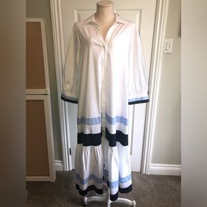 Jennifer Tattanelli Long White and Blue Dress